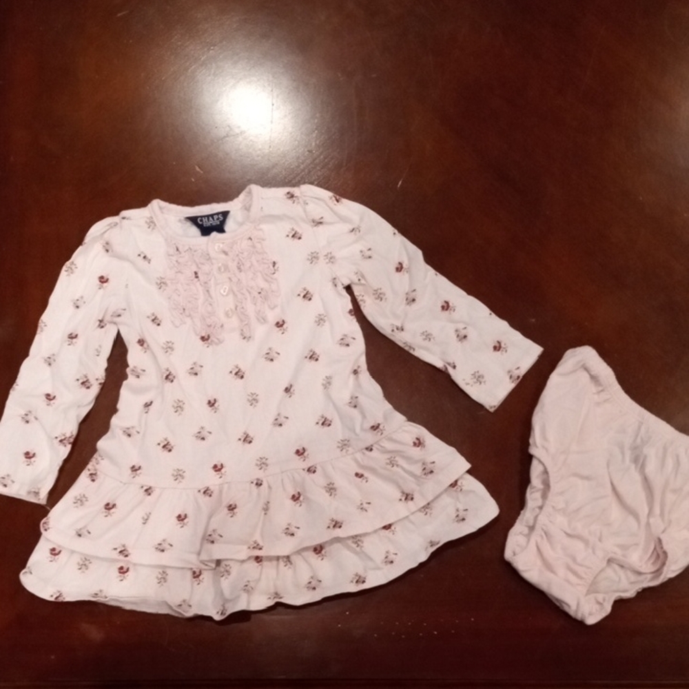 Chaps Light Pink Baby Dress with Bloomers